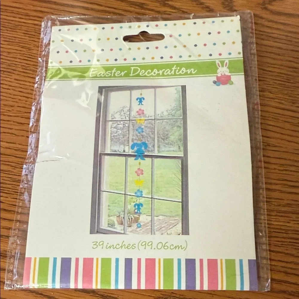 Festive Easter Window Decoration with Blue and Yellow Details